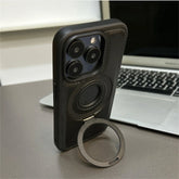 Magnetic Stand Ring PU Leather Case for iPhone